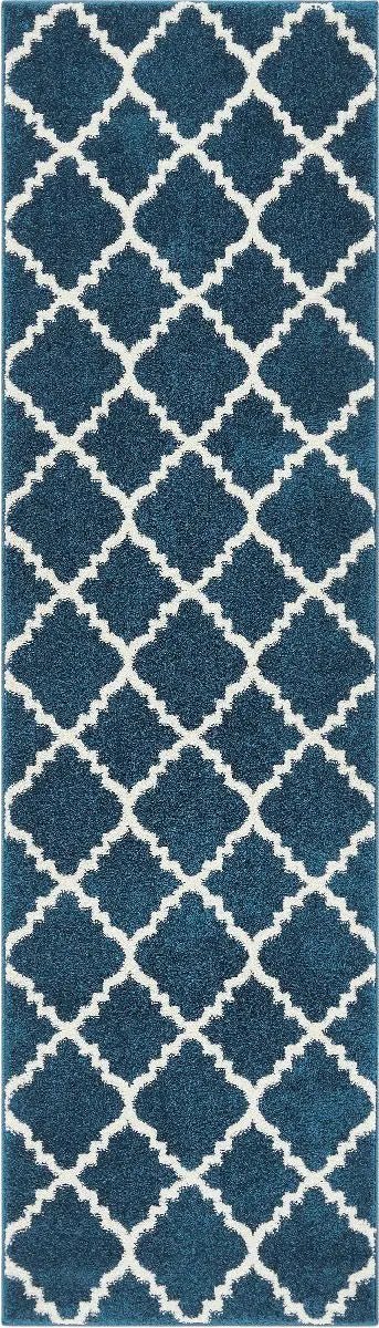 Lulu's Lattice Navy Blue Modern Rug Well Woven