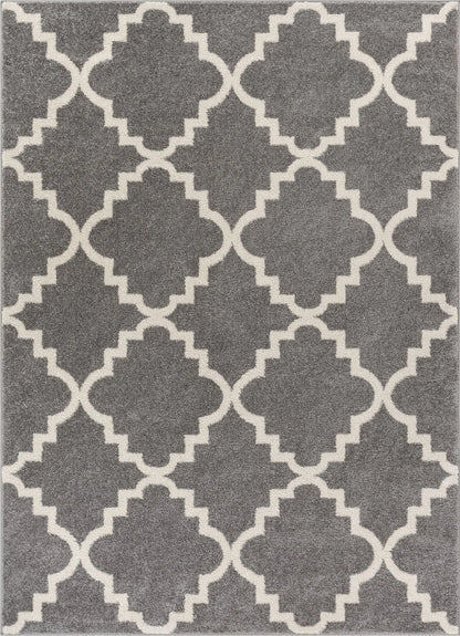 Lulu's Lattice Grey Modern Rug Well Woven