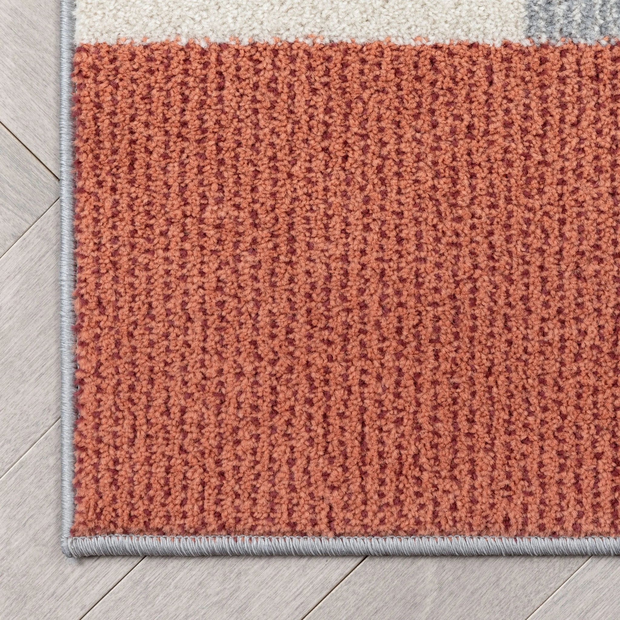 Wilma Modern Geometric Squares Blush Grey Rug Well Woven