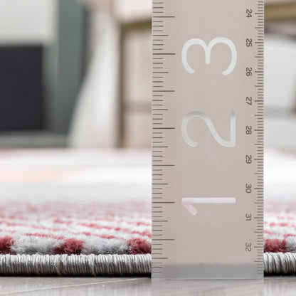 Wilma Modern Geometric Squares Blush Grey Rug Well Woven