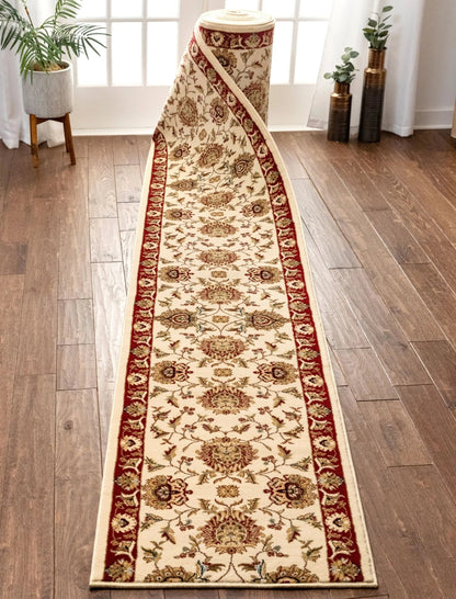 Abbasi Custom Size Runner Traditional Ivory Choose Your Width x Choose Your Length Hallway Runner Rug Well Woven