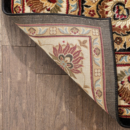 Abbasi Black Traditional Rug Well Woven