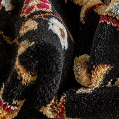 Abbasi Black Traditional Rug Well Woven