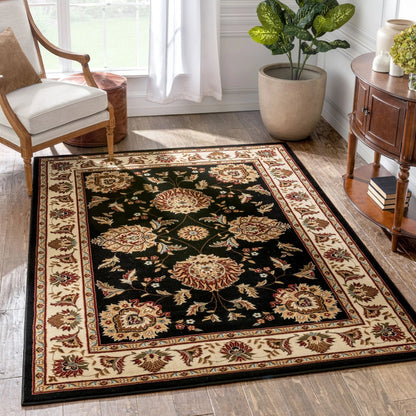 Abbasi Black Traditional Rug Well Woven