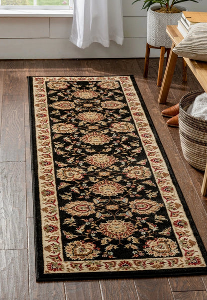 Abbasi Black Traditional Rug Well Woven