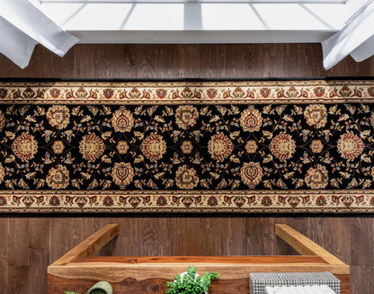 Abbasi Black Traditional Rug Well Woven