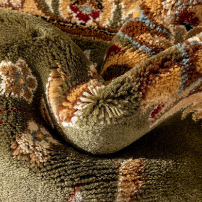 Abbasi Green Traditional Rug Well Woven