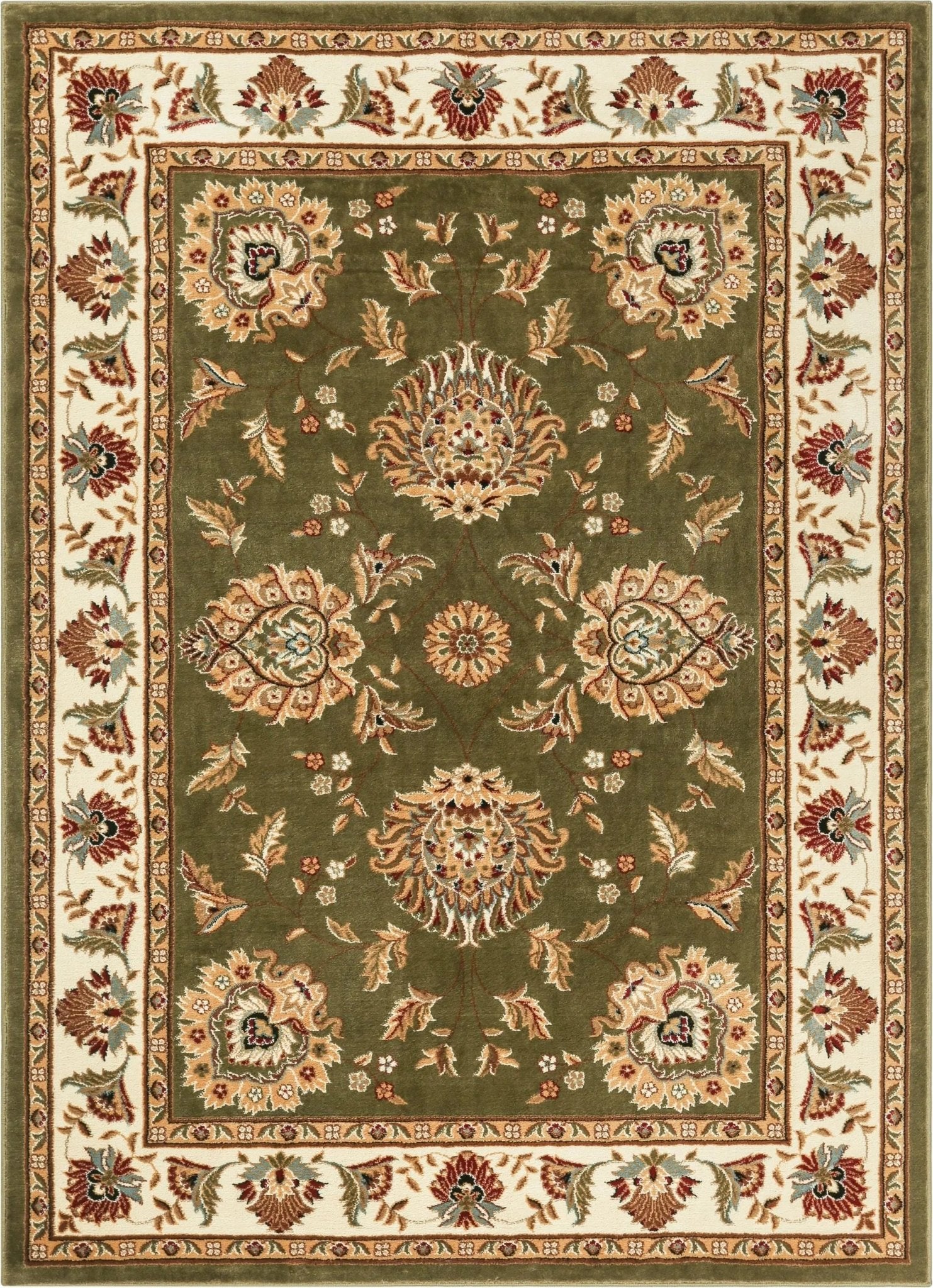 Abbasi Green Traditional Rug Well Woven