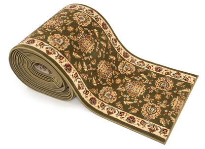 Abbasi Custom Size Runner Traditional Green Choose Your Width x Choose Your Length Hallway Runner Rug Well Woven