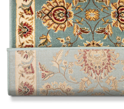 Abbasi Custom Size Runner Traditional Light Blue Choose Your Width x Choose Your Length Hallway Runner Rug Well Woven