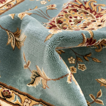 Abbasi Light Blue Traditional Rug Well Woven