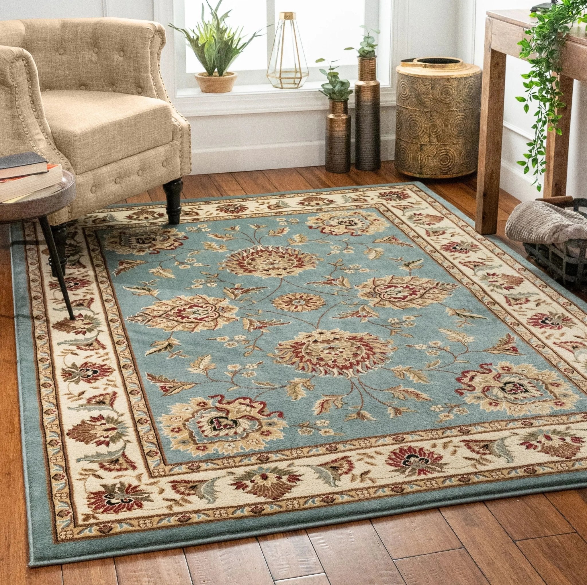 Abbasi Light Blue Traditional Rug Well Woven
