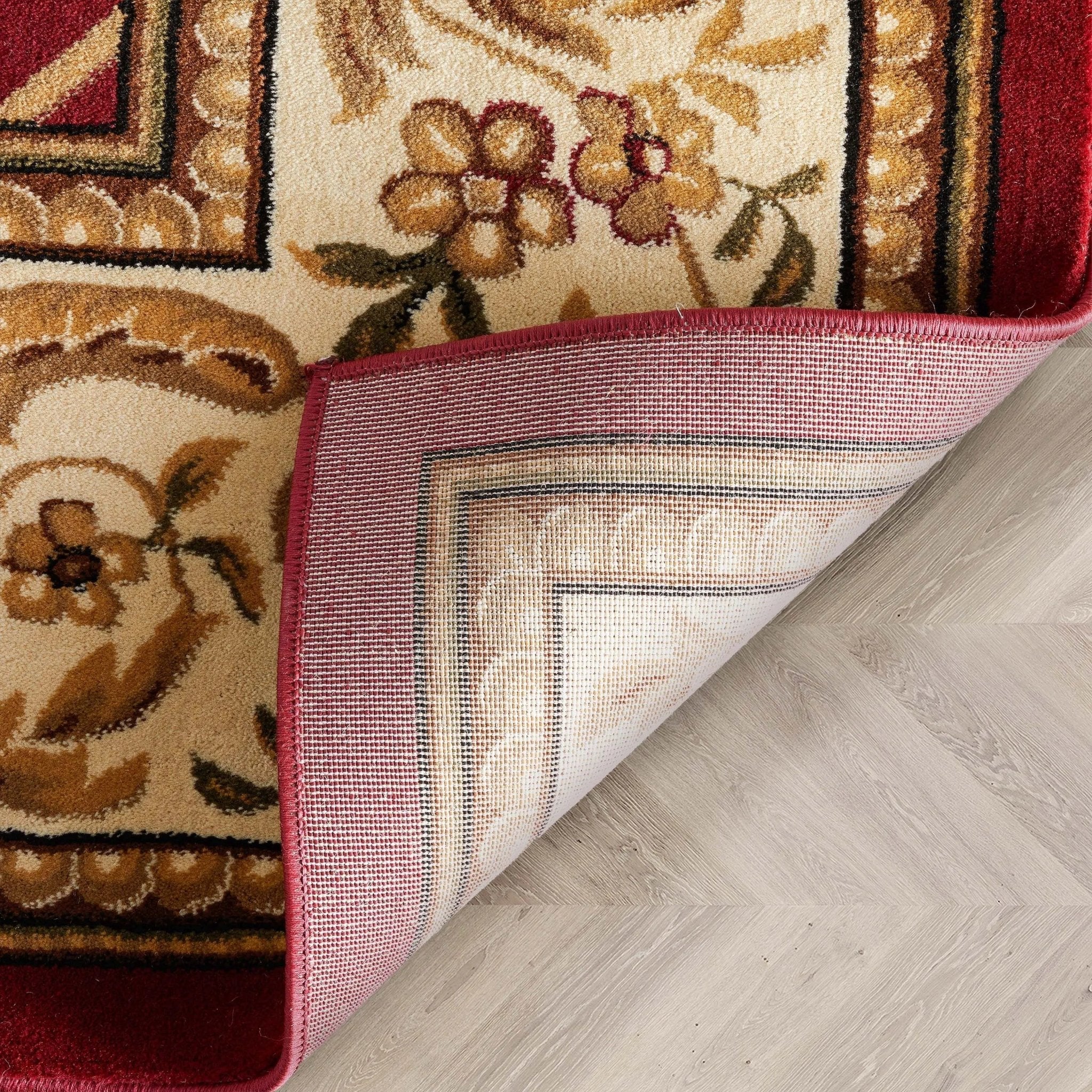 Fleur De Lis Red Formal Rug Well Woven