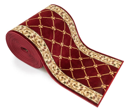 Fleur De Lis Custom Size Runner Formal Red Choose Your Width x Choose Your Length Hallway Runner Rug Well Woven