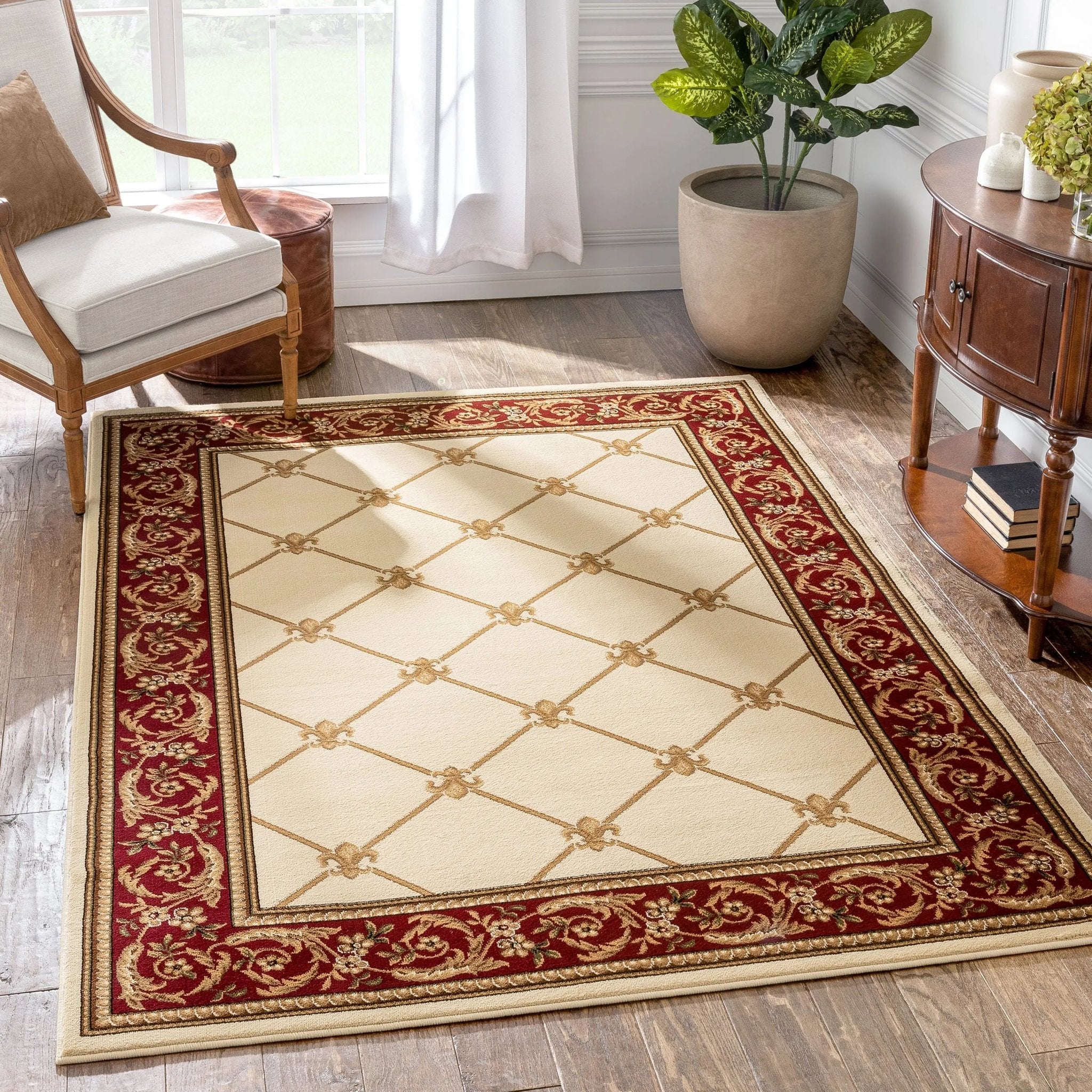 Fleur De Lis Ivory Formal Rug Well Woven