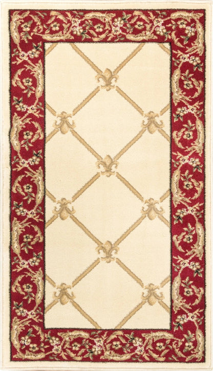 Fleur De Lis Ivory Formal Rug Well Woven