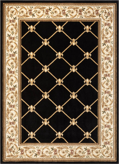 Fleur De Lis Black Formal Rug Well Woven