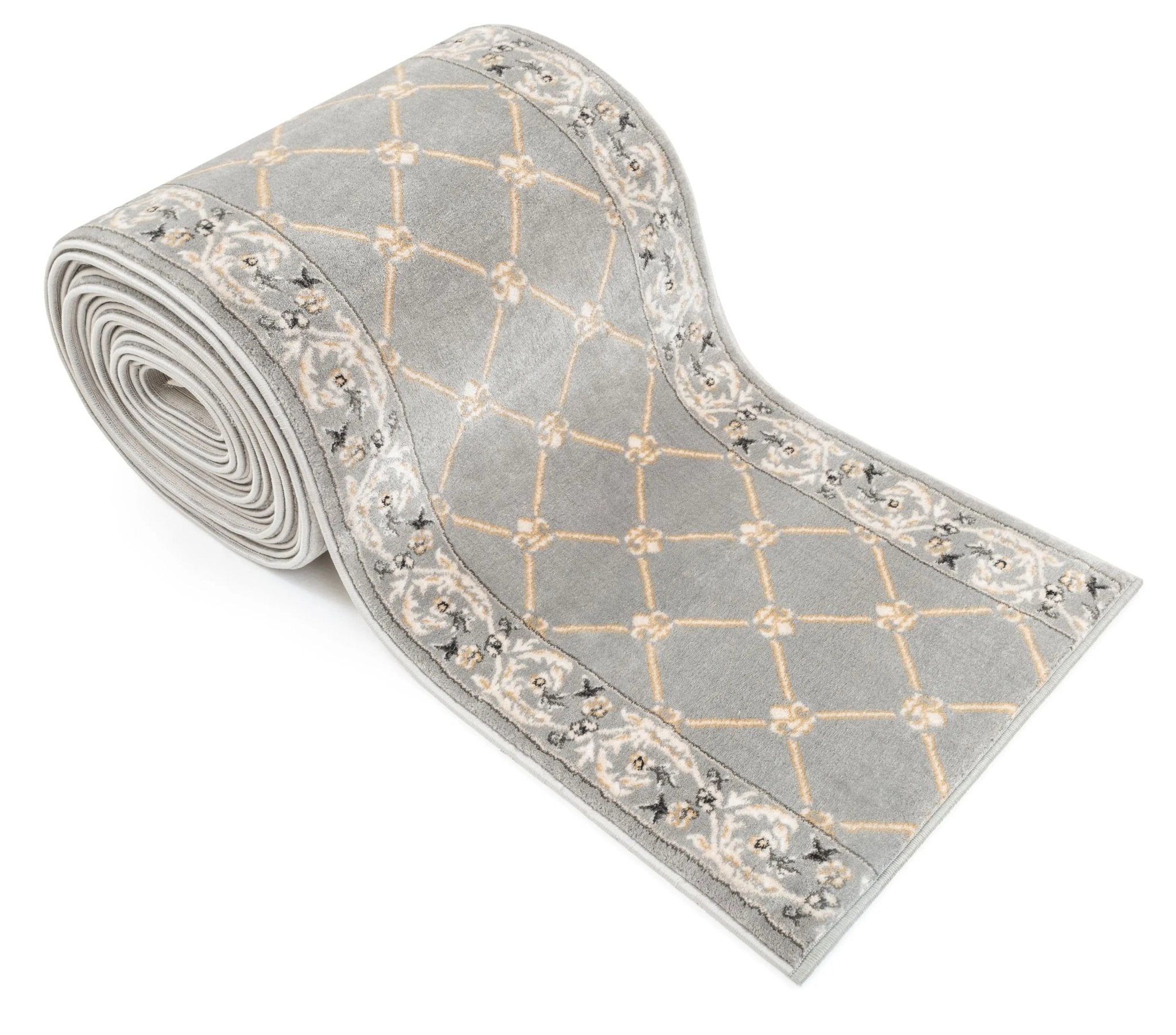 Fleur De Lis Custom Size Runner Traditional Grey Choose Your Width x Choose Your Length Hallway Runner Rug Well Woven