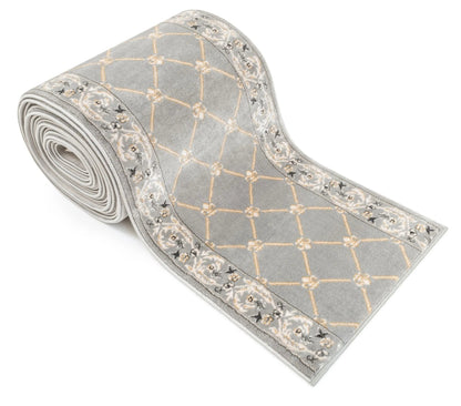 Fleur De Lis Custom Size Runner Traditional Grey Choose Your Width x Choose Your Length Hallway Runner Rug Well Woven