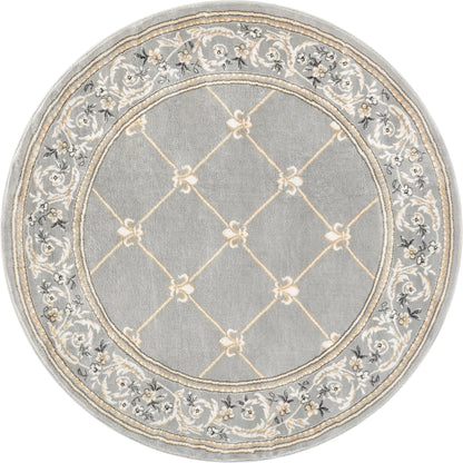 Fleur De Lis Grey Traditional Rug Well Woven