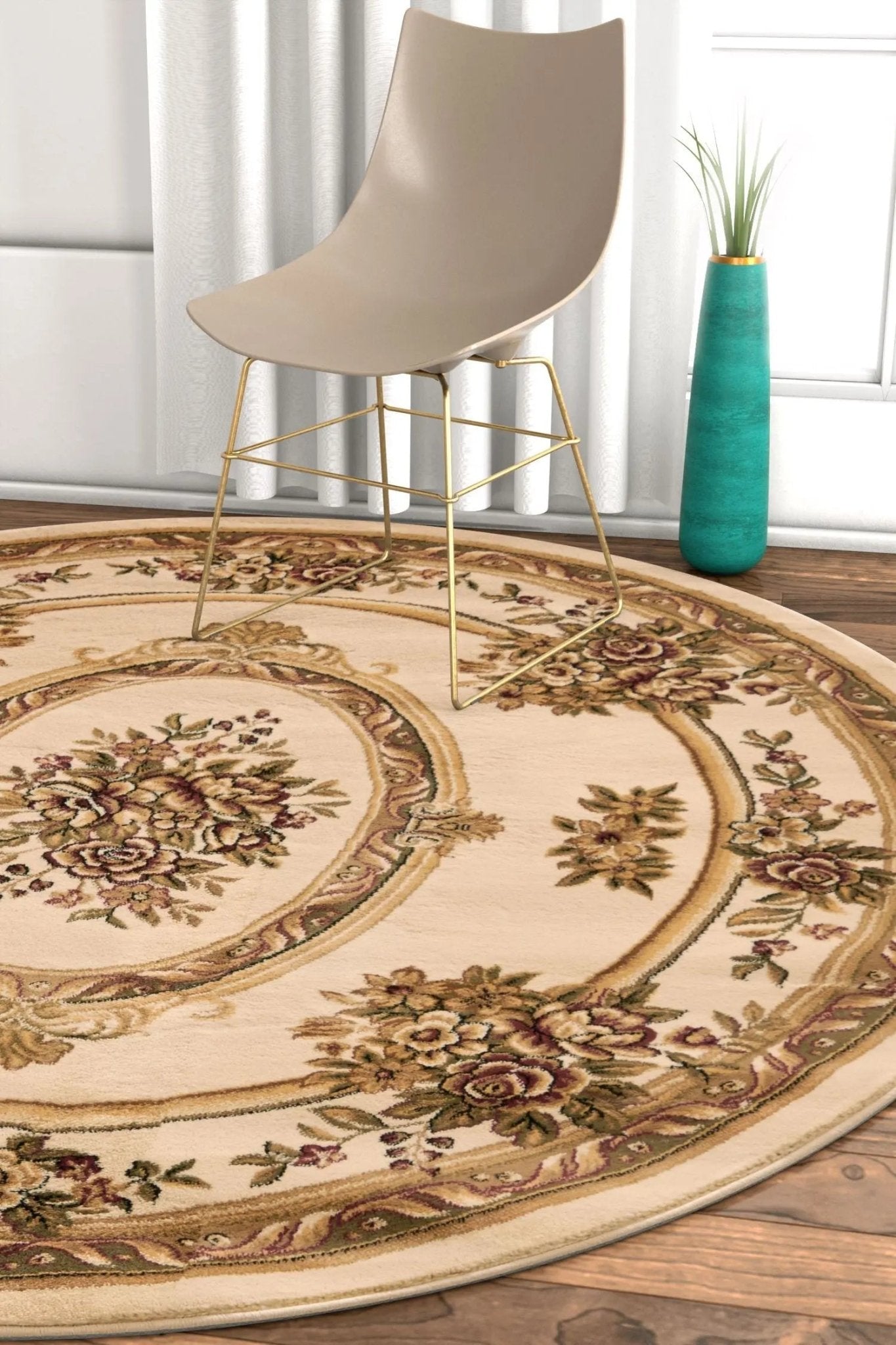 Le Petit Palais Ivory Traditional Round Rug Well Woven