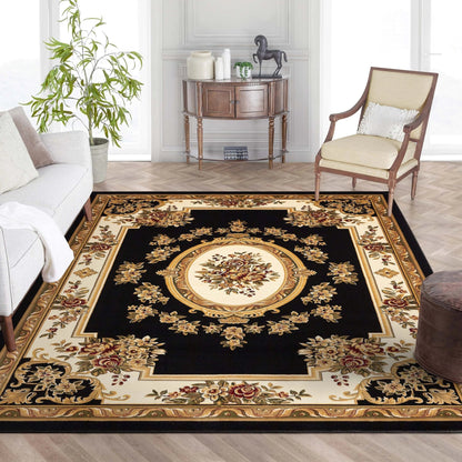 Le Petit Palais Black Traditional Rug Well Woven
