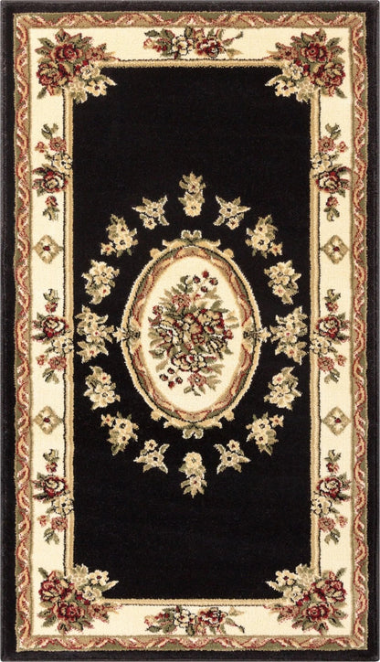 Le Petit Palais Black Traditional Rug Well Woven