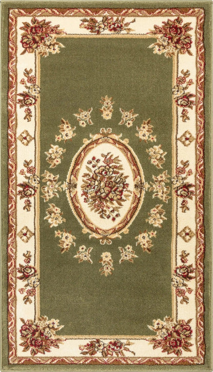 Le Petit Palais Green Traditional Rug Well Woven