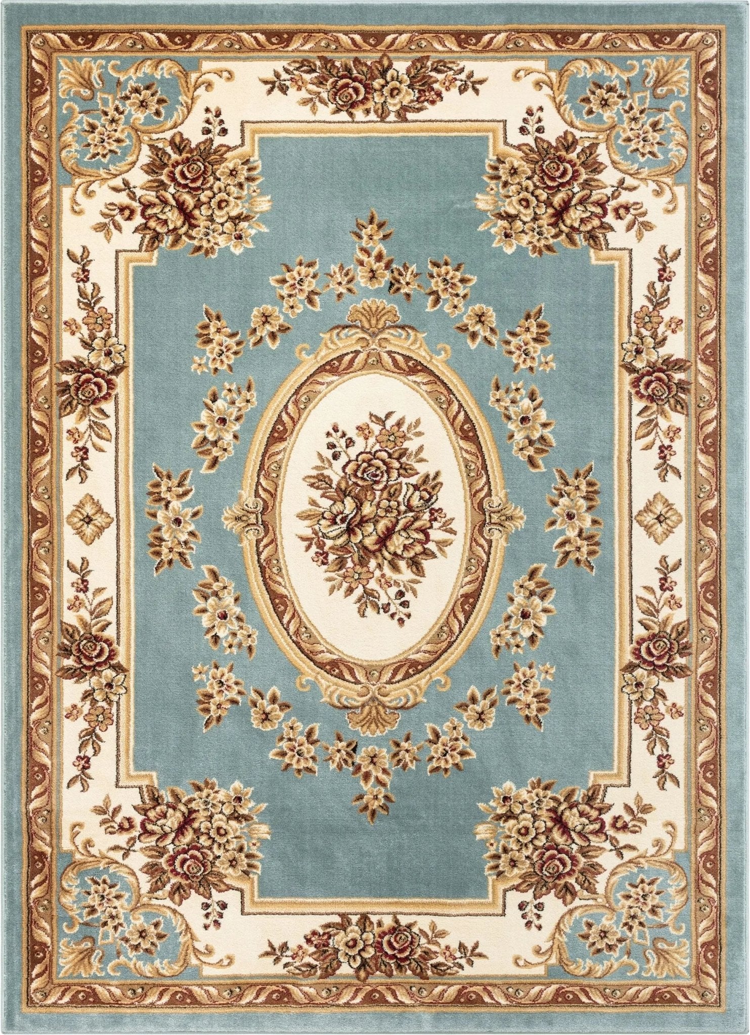 Le Petit Palais Light Blue Traditional Rug Well Woven