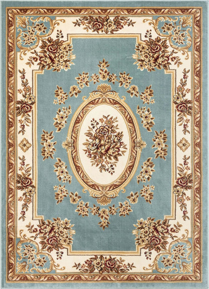 Le Petit Palais Light Blue Traditional Rug Well Woven