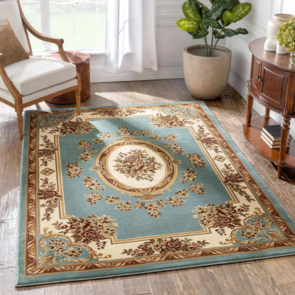 Le Petit Palais Light Blue Traditional Rug Well Woven