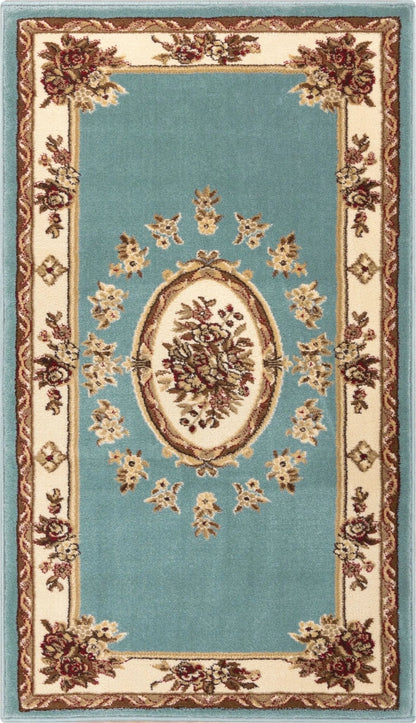 Le Petit Palais Light Blue Traditional Rug Well Woven