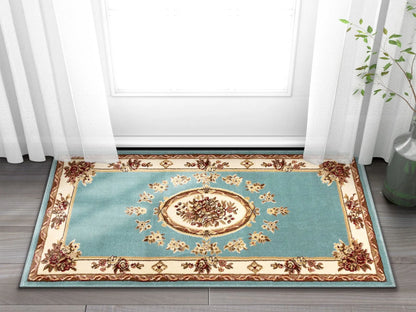 Le Petit Palais Light Blue Traditional Rug Well Woven