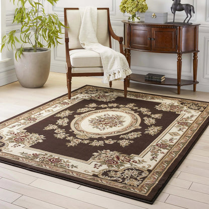 Le Petit Palais Brown Traditional Rug Well Woven
