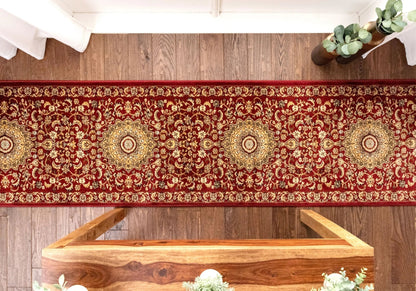 Aviva Custom Size Runner Traditional Red Choose Your Width x Choose Your Length Hallway Runner Rug Well Woven