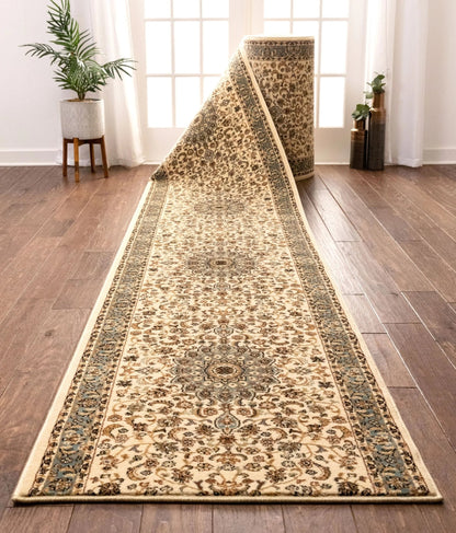 Aviva Custom Size Runner Traditional Ivory Choose Your Width x Choose Your Length Hallway Runner Rug Well Woven