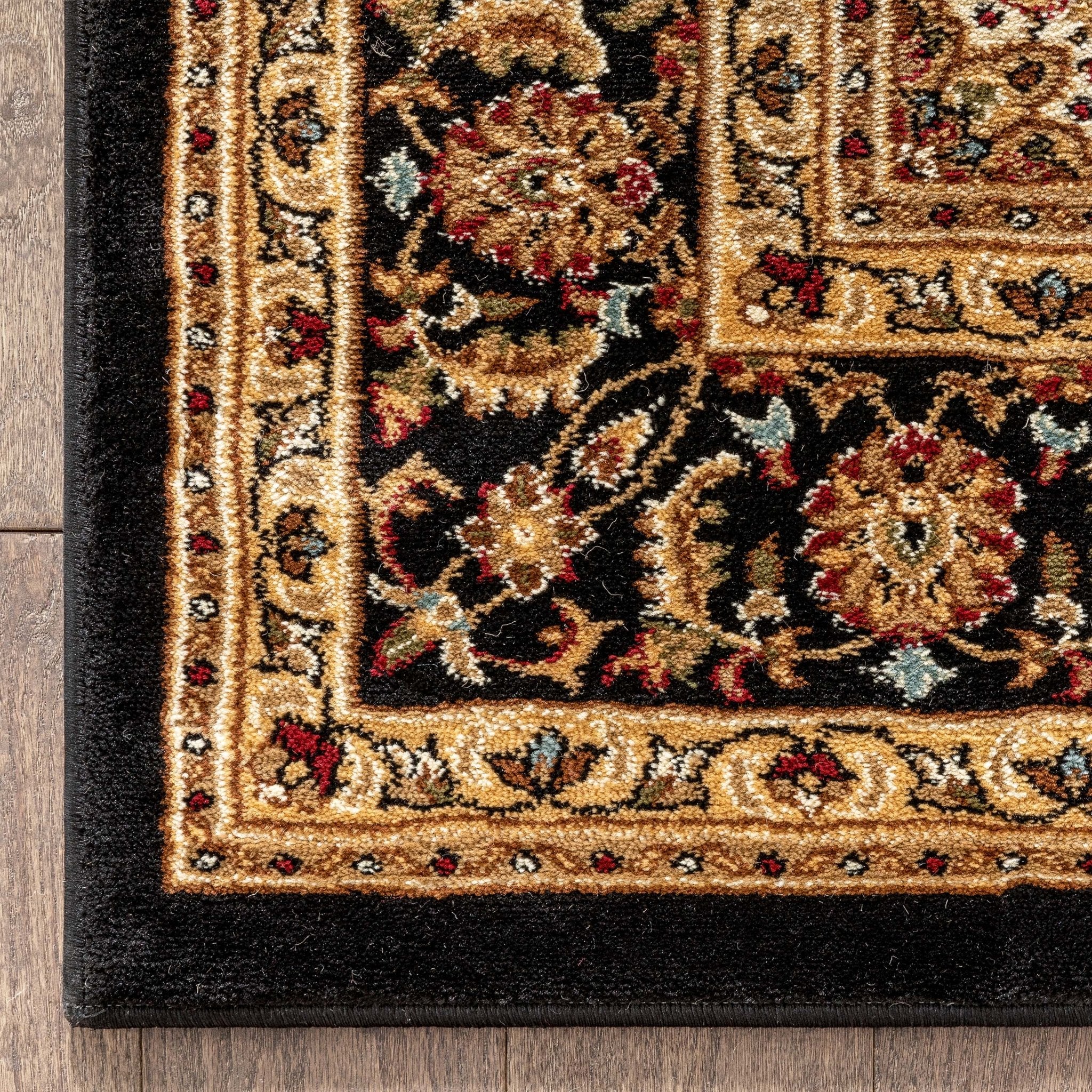 Aviva Black Traditional Rug Well Woven