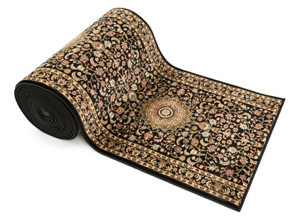 Aviva Custom Size Runner Traditional Black Choose Your Width x Choose Your Length Hallway Runner Rug Well Woven