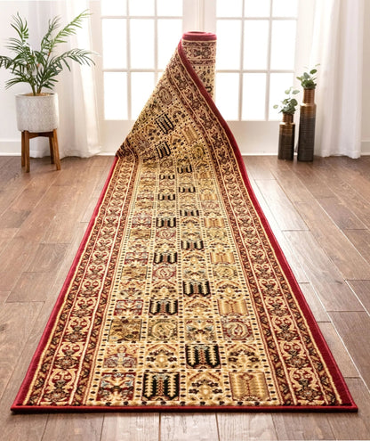 Cordelia Garden Custom Size Runner Traditional Red Choose Your Width x Choose Your Length Hallway Runner Rug Well Woven