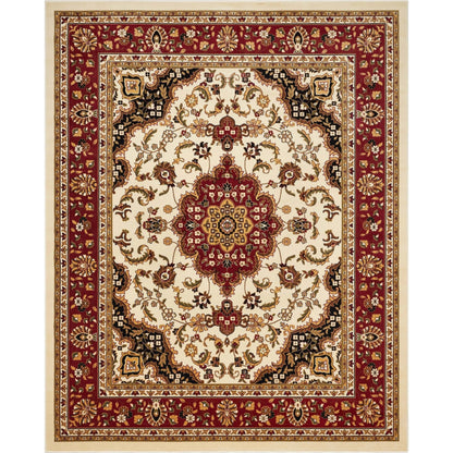 Medallion Kashan Ivory Traditional Rug Well Woven