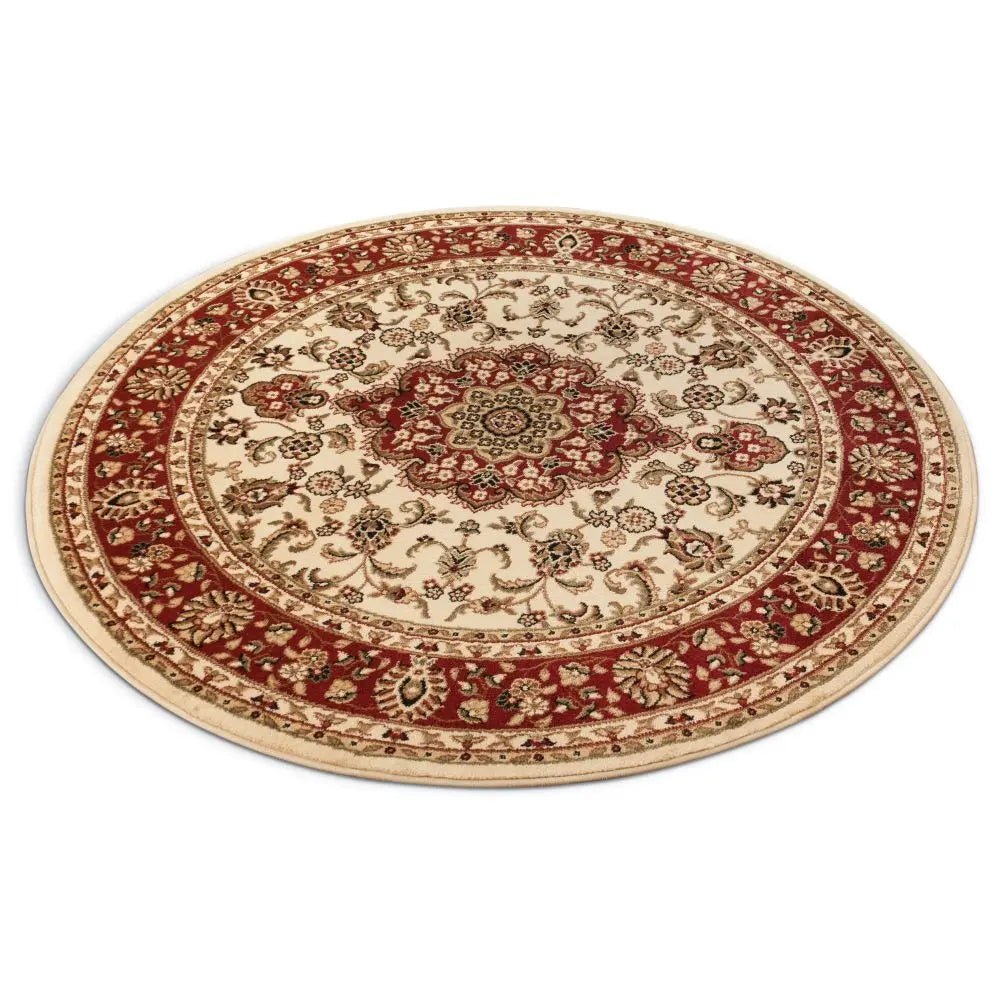 Medallion Kashan Ivory Traditional Rug Well Woven