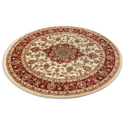 Medallion Kashan Ivory Traditional Rug Well Woven