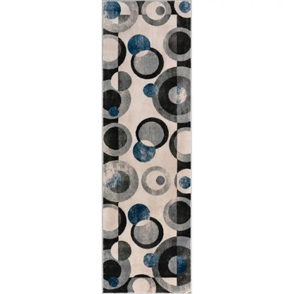 Avi Modern Geometric Grey Blue Rug Well Woven