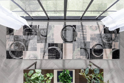 Shai Modern Geometric Grey Green Rug Well Woven