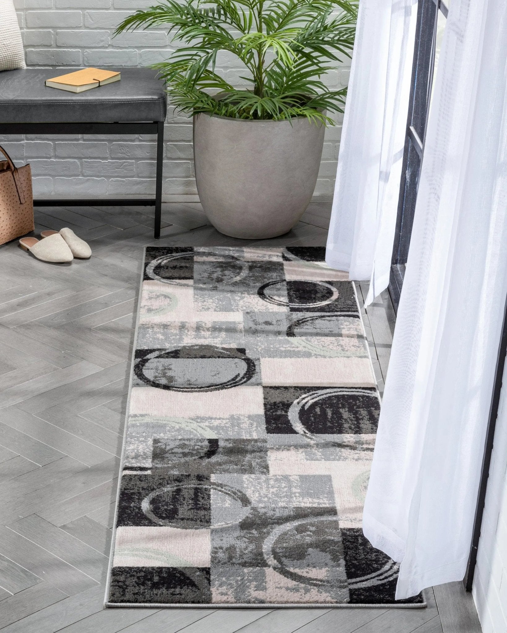 Shai Modern Geometric Grey Green Rug Well Woven