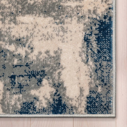 Custom Size Runner Kalia Abstract Modern Grey Blue 27 Inch Wide x Choose Your Length Hallway Runner Rug Well Woven