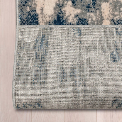 Custom Size Runner Kalia Abstract Modern Grey Blue 27 Inch Wide x Choose Your Length Hallway Runner Rug Well Woven