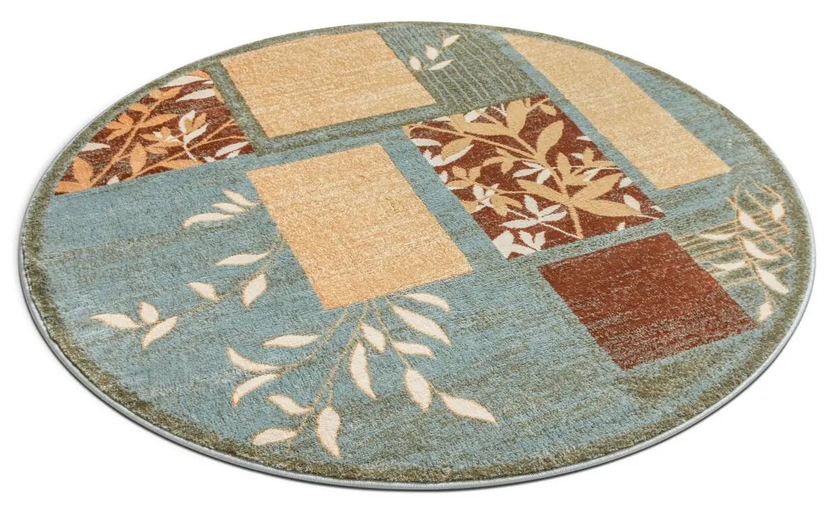 Hannover Light Blue Modern 5'3" Round Rug Well Woven