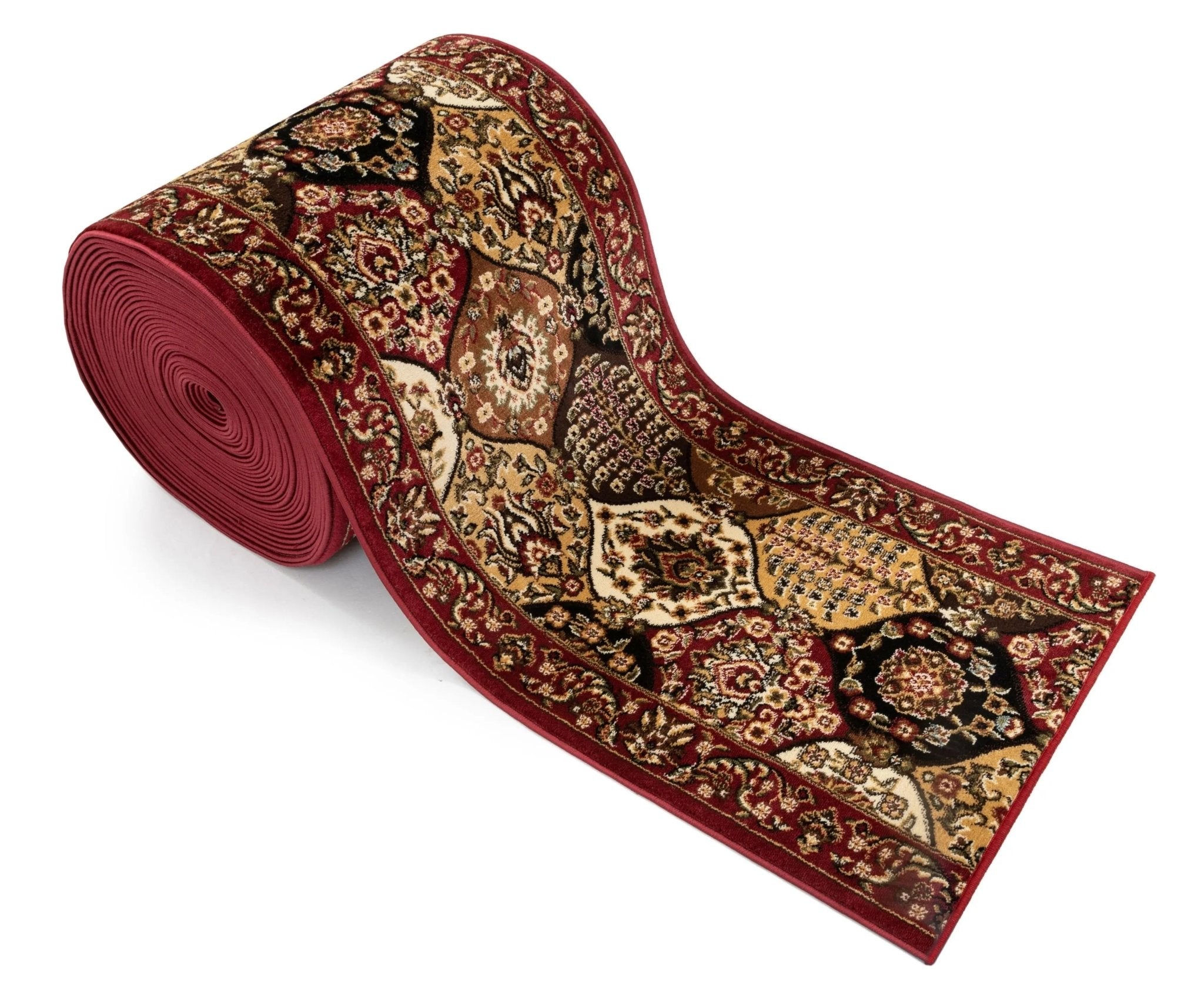 Wentworth Panel Custom Size Runner Traditional Red 27 Inch Wide x Choose Your Length Hallway Runner Rug Well Woven