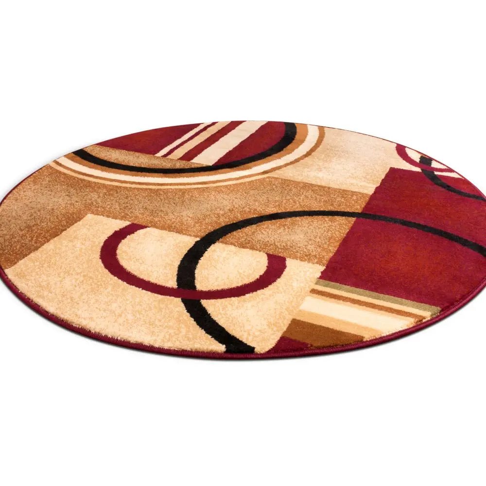 Arcs & Shapes Red Modern Rug Well Woven